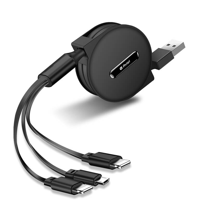巻き取り式 3in1 USB充電ケーブル | Aviel