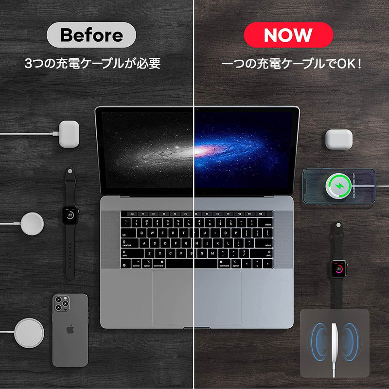 両面充電対応 - Magsafe 3in1 ワイヤレス充電器